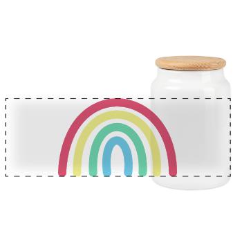 Arc-en-ciel - Boîte à biscuits avec couvercle en bois - blanc - Devant