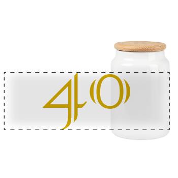 40. 40 YEARS. 40th ANNIVERSARY. 40 YEARS ANNIVERSARY. - Panoramic Cookie Jar with Wooden Lid - white - Front