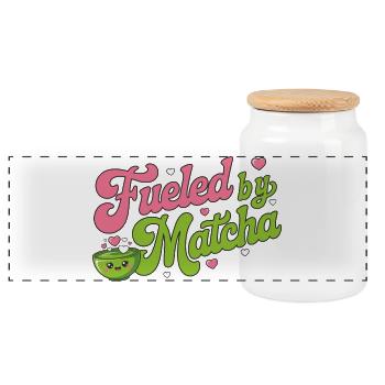 Funny matcha design for matcha lovers - Panoramic Cookie Jar with Wooden Lid - white - Front
