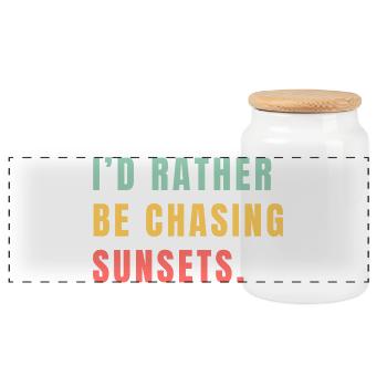 Je préférerais courir après les couchers de soleil - Boîte à biscuits avec couvercle en bois - blanc - Devant