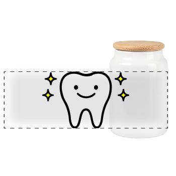 Dent mignonne - Boîte à biscuits avec couvercle en bois - blanc - Devant