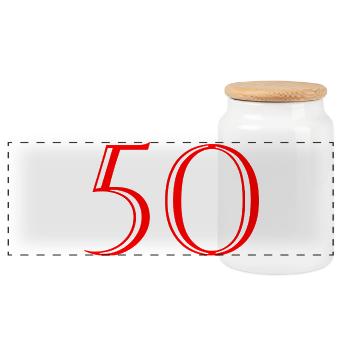 50. 50 JAHRE. 50-JÄHRIGES JUBILÄUM. 50-JÄHRIGES JUBILÄUM. - Panorama Keksdose mit Holzdeckel - Weiß - Vorne