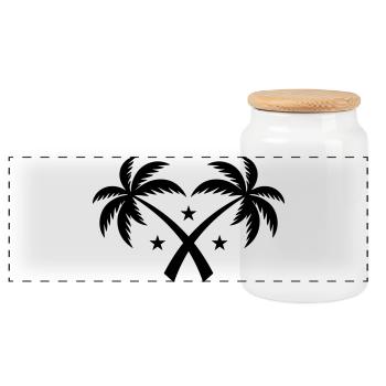 Palm Tree Symbol Island - Panoramic Cookie Jar with Wooden Lid - white - Front