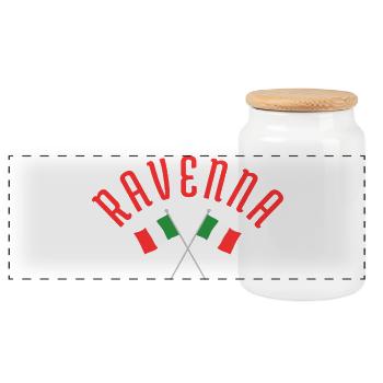 Ravenna Italien Flaggenemblem - Panorama Keksdose mit Holzdeckel - Weiß - Vorne