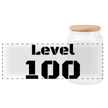 Level 100 - Panoramic Cookie Jar with Wooden Lid - white - Front