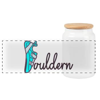 Father's Day Dad Bouldering - Panoramic Cookie Jar with Wooden Lid - white - Front