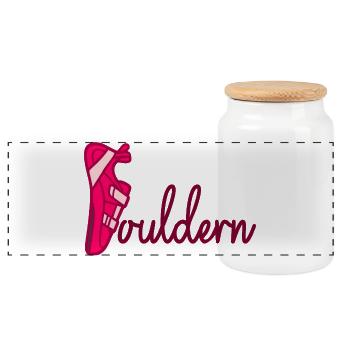 Hobby: Bouldering, Climbing - Panoramic Cookie Jar with Wooden Lid - white - Front