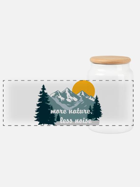 Mehr Natur, weniger Lärm - Panorama Keksdose mit Holzdeckel - Weiß