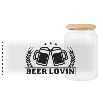 Beer Lovin Beer Mugs Cheers Party Celebrations - Panoramic Cookie Jar with Wooden Lid - white - Front