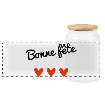 BONNE FÊTE. MAMAN. PAPA. FÊTE DES MERES - Boîte à biscuits avec couvercle en bois - blanc - Devant
