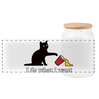 T-shirt humoristique de chat pour propriétaires de chats - Boîte à biscuits avec couvercle en bois - blanc - Devant