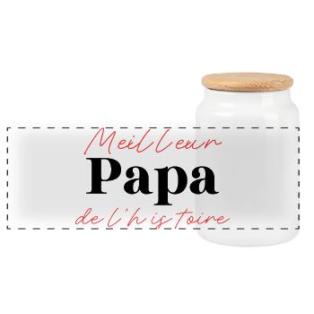 Bester Vater der Geschichte – Originalgeschenk - Panorama Keksdose mit Holzdeckel - Weiß - Vorne