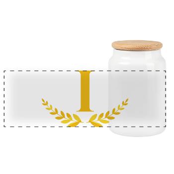 I - Panoramic Cookie Jar with Wooden Lid - white - Front