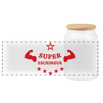 Super Escrimeur : la puissance au bout du fer - Boîte à biscuits avec couvercle en bois - blanc - Devant