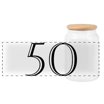 50. 50 ANS. 50e ANNIVERSAIRE. ANNIVERSAIRE 50 ANS. - Boîte à biscuits avec couvercle en bois - blanc - Devant