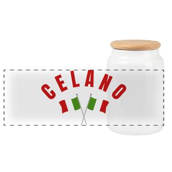 Celano Italian Flags - Panoramic Cookie Jar with Wooden Lid - white - Front