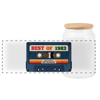 Best of 1983 – Retro Mixtape in Vintage Look - Panoramic Cookie Jar with Wooden Lid - white - Front