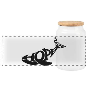 HOPE THE WHALE - Panoramic Cookie Jar with Wooden Lid - white - Front