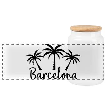 Barcelone - Boîte à biscuits avec couvercle en bois - blanc - Devant