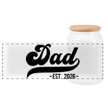 Father 2026 New Dad 2026 - Panoramic Cookie Jar with Wooden Lid - white - Front