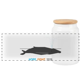 Design minimaliste Whale HOPE FIGHT 2026 - Boîte à biscuits avec couvercle en bois - blanc - Devant