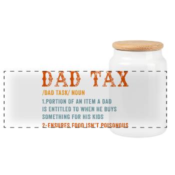 Dad Tax Definition Tee - Panoramic Cookie Jar with Wooden Lid - white - Front