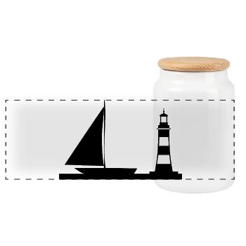 Voile - Boîte à biscuits avec couvercle en bois - blanc - Devant