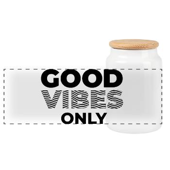 GOOD_VIBES_ONLY_Black - Boîte à biscuits avec couvercle en bois - blanc - Devant