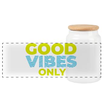 GOOD_VIBES_ONLY_Color - Boîte à biscuits avec couvercle en bois - blanc - Devant