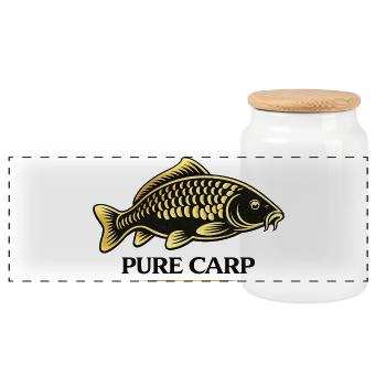 Pure Carp Classic – Karpfenangelhemd - Panorama Keksdose mit Holzdeckel - Weiß - Vorne