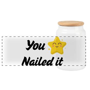 You Nailed It T-Shirt | Funny Success Tee - Panoramic Cookie Jar with Wooden Lid - white - Front