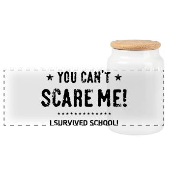 You Can't Scare Me! I Survived School! Conclusion B - Panoramic Cookie Jar with Wooden Lid - white - Front