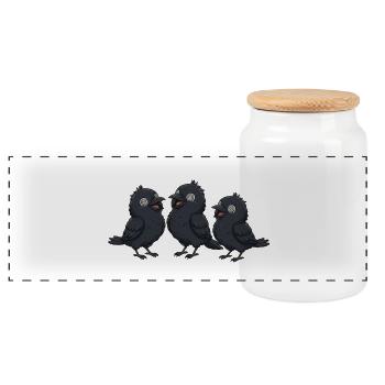 Trois frères Corbeau - Boîte à biscuits avec couvercle en bois - blanc - Devant
