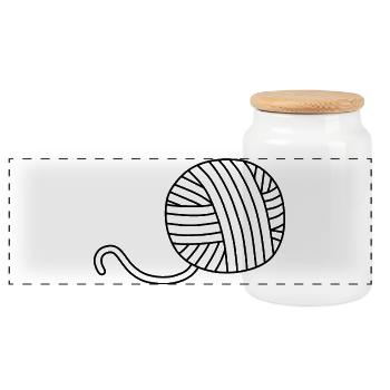 Illustration de pelote de laine - Boîte à biscuits avec couvercle en bois - blanc - Devant