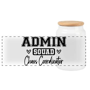 Admin Squad: Farbig Retro Büroteam Geschenk - Panorama Keksdose mit Holzdeckel - Weiß - Vorne