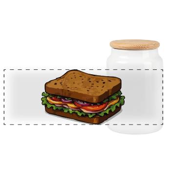 Sandwich illustration - Panoramic Cookie Jar with Wooden Lid - white - Front