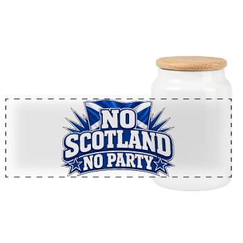 No_Scotland_No_Party White - Panoramic Cookie Jar with Wooden Lid - white - Front