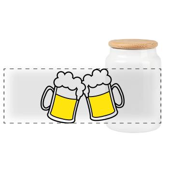 bier_2 - Boîte à biscuits avec couvercle en bois - blanc - Devant