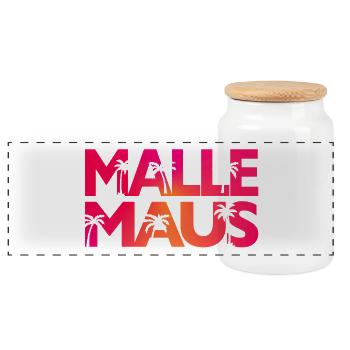 Malle Maus - Funny Mallorca Outfit - Panoramic Cookie Jar with Wooden Lid - white - Front