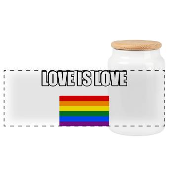 Drapeau de la fierté de l’amour - Boîte à biscuits avec couvercle en bois - blanc - Devant
