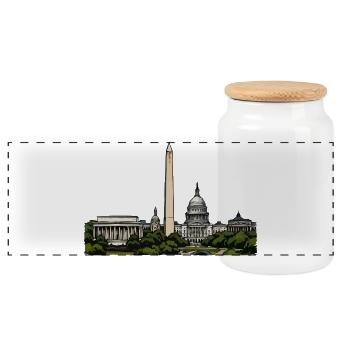 Washington Skyline Motiv - Panorama Keksdose mit Holzdeckel - Weiß - Vorne