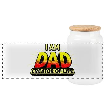 Je suis Papa : Créateur de la Vie - Boîte à biscuits avec couvercle en bois - blanc - Devant