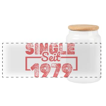 seit 1979 - Panorama Keksdose mit Holzdeckel - Weiß - Vorne