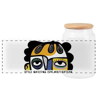 Toujours en attente de motivation Visage abstrait - Boîte à biscuits avec couvercle en bois - blanc - Devant