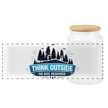 Outdoor Hiking Gift for Adventure Lover - Panoramic Cookie Jar with Wooden Lid - white - Front