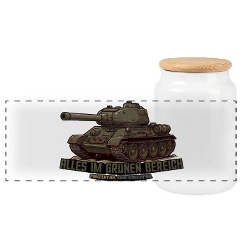 T-34 Panzer – Alles im grünen Bereich - Panorama Keksdose mit Holzdeckel - Weiß - Vorne