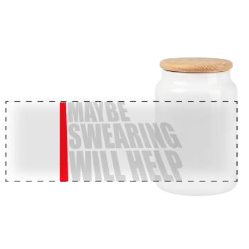 Maybe Swearing Will Help Sarkastisch Spruch Grafik - Panorama Keksdose mit Holzdeckel - Weiß - Vorne