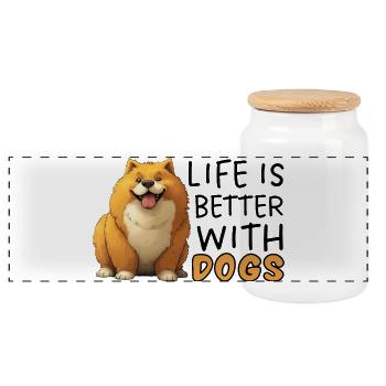 La vie est meilleure avec les chiens Pembroke Welsh Corgi - Boîte à biscuits avec couvercle en bois - blanc - Devant