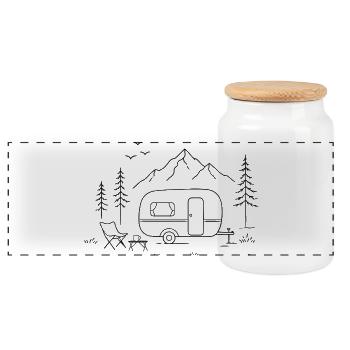 Campings en montagne - Boîte à biscuits avec couvercle en bois - blanc - Devant