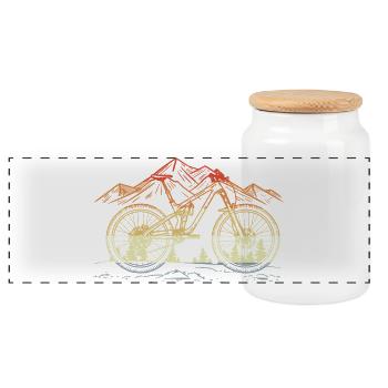 Croquis VTT Vintage - Boîte à biscuits avec couvercle en bois - blanc - Devant